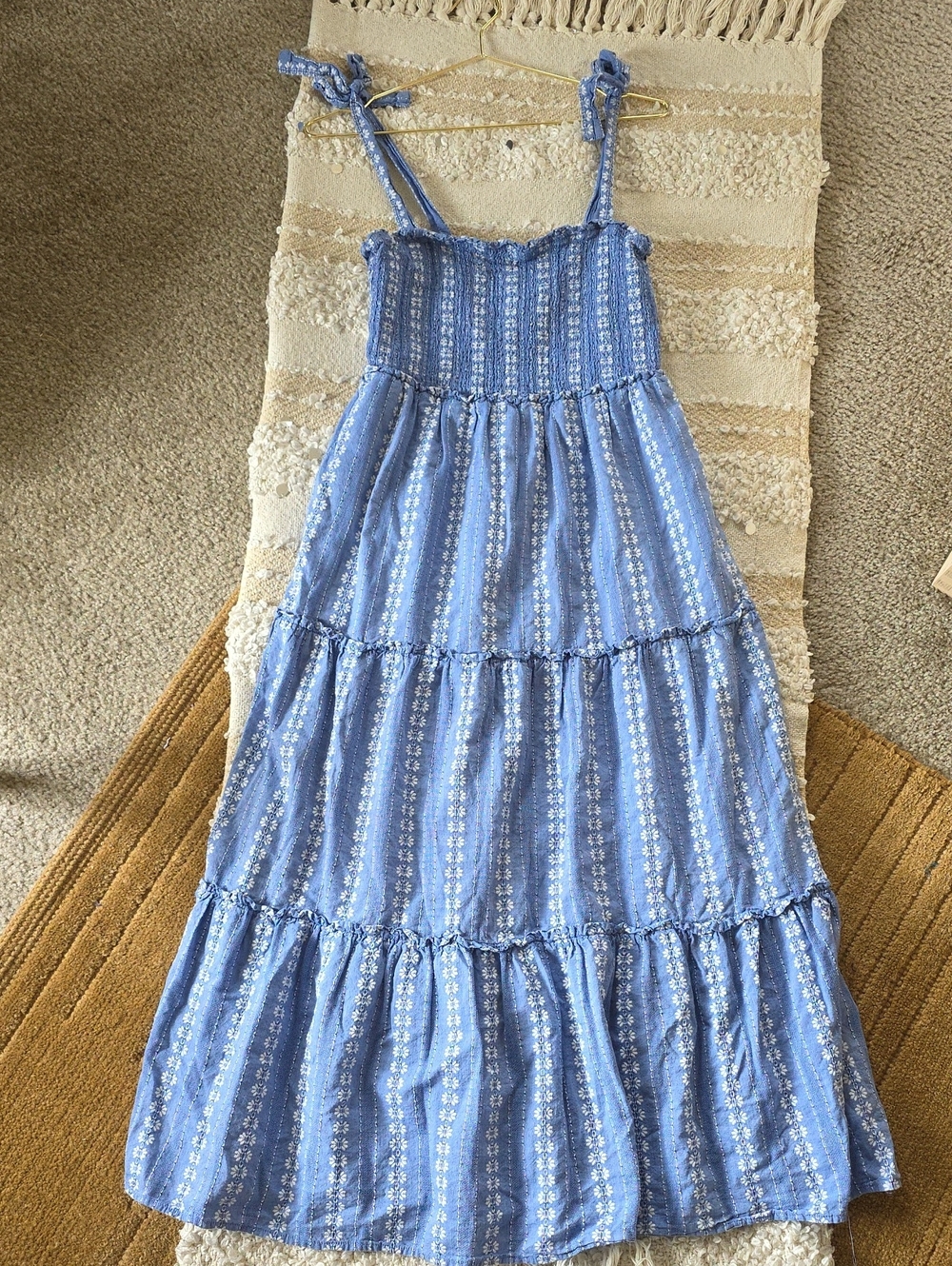 RSVP Blue Patterned Tiered Maxi Dress